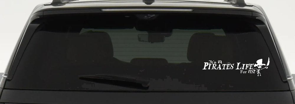 It's A Pirates Life For Me Pirate Skeleton Funny Car or Truck Window Decal Sticker (White)
