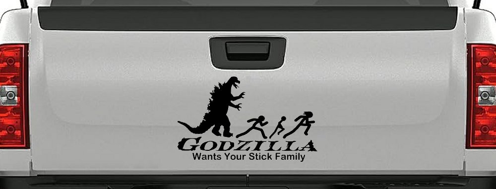 Godzilla Wants Your Stick Family Funny Car or Truck Window Vinyl Decal Sticker (Black)