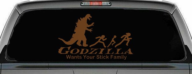 Godzilla Wants Your Stick Family Funny Car or Truck Window Decal Sticker