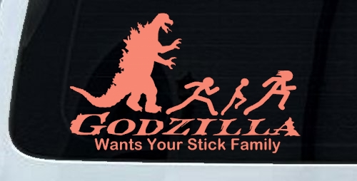 Godzilla Wants Your Stick Family Funny Car or Truck Window Decal Sticker