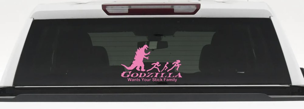 Godzilla Wants Your Stick Family Funny Car or Truck Window Decal Sticker