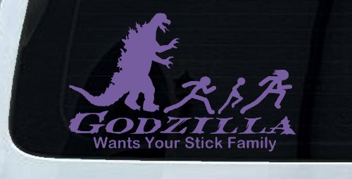 Godzilla Wants Your Stick Family Funny Car or Truck Window Decal Sticker (Purple)