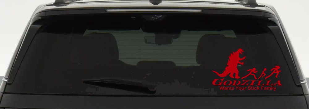 Godzilla Wants Your Stick Family Funny Car or Truck Window Decal Sticker