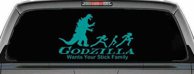 Godzilla Wants Your Stick Family Funny Car or Truck Window Decal Sticker