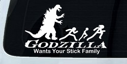 Godzilla Wants Your Stick Family Funny Car or Truck Window Decal Sticker