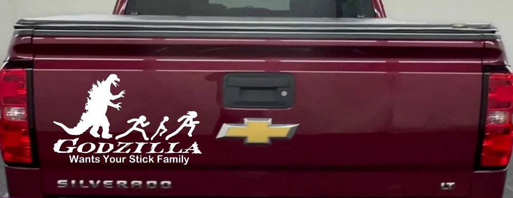 Godzilla Wants Your Stick Family Funny Car or Truck Window Decal Sticker