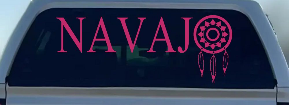 Navaho with Dreamcatcher O Native American Indian Dream Catcher Car or Truck Window Decal Sticker (Hot Pink)