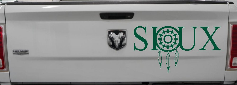 Soux with Dreamcatcher O Native American Indian Dream Catcher Car or Truck Window Decal Sticker (Dark Green)