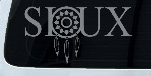 Soux with Dreamcatcher O Native American Indian Dream Catcher Car or Truck Window Decal Sticker (Telegrey)