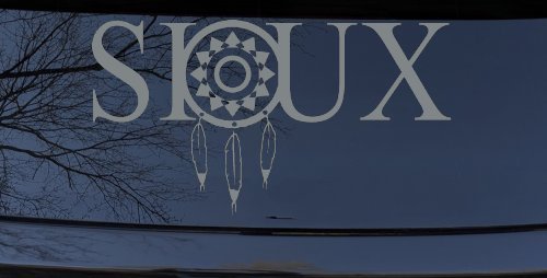 Soux with Dreamcatcher O Native American Indian Dream Catcher Car or Truck Window Decal Sticker (Telegrey)