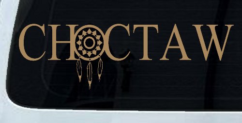 Choctaw with Dreamcatcher O Native American Indian Dream Catcher Car or Truck Window Decal Sticker (Light Brown)