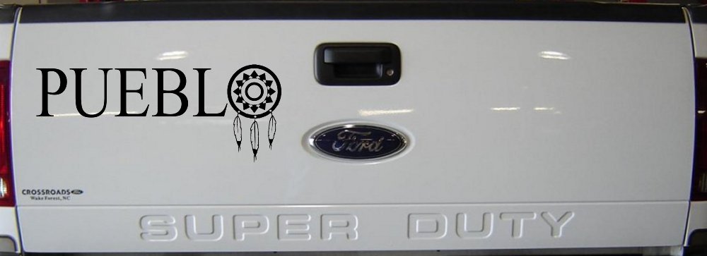 Pueblo with Dreamcatcher O Native American Indian Dream Catcher Car or Truck Window Decal Sticker (Black)