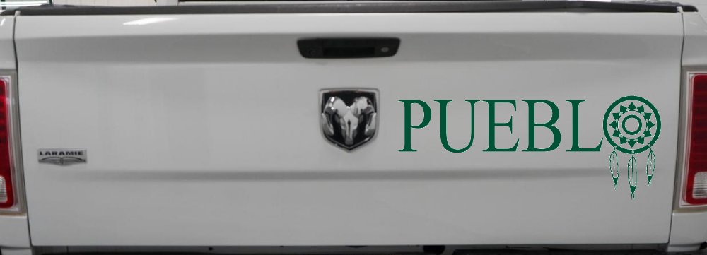Pueblo with Dreamcatcher O Native American Indian Dream Catcher Car or Truck Window Decal Sticker (Dark Green)