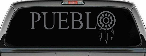 Pueblo with Dreamcatcher O Native American Indian Dream Catcher Car or Truck Window Decal Sticker (Silver)