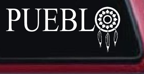 Pueblo with Dreamcatcher O Native American Indian Dream Catcher Car or Truck Window Decal Sticker (White)