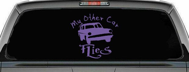 My Other Car Flies Potter Car or Truck Window Decal Sticker (Purple)