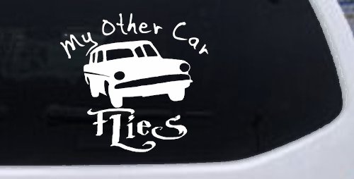 My Other Car Flies Potter Car or Truck Window Decal Sticker (White)