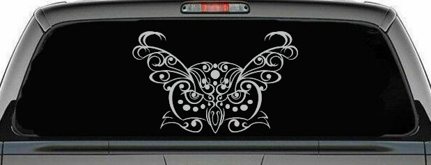 Owl Head Swirl with Dots Car or Truck Window Decal Sticker