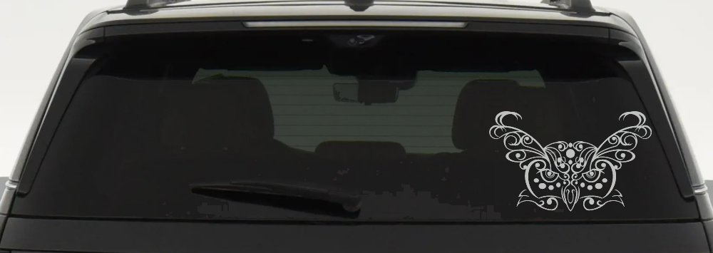 Owl Head Swirl with Dots Car or Truck Window Decal Sticker (Light Gray)