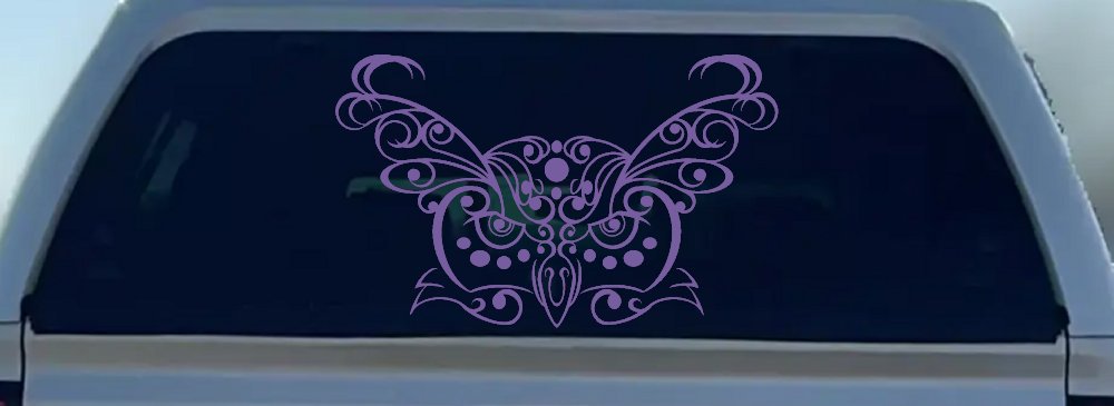 Owl Head Swirl with Dots Car or Truck Window Vinyl Decal Sticker (Purple)