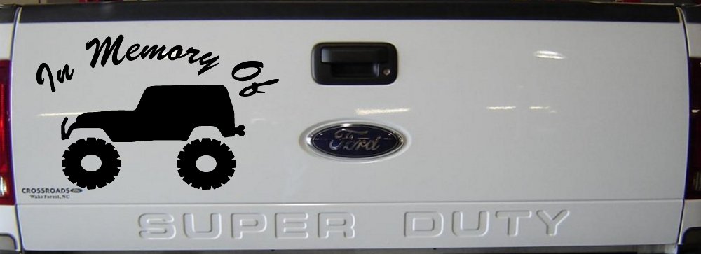 In Memory Of Jeep Off Road Car or Truck Window Decal Sticker (Black)