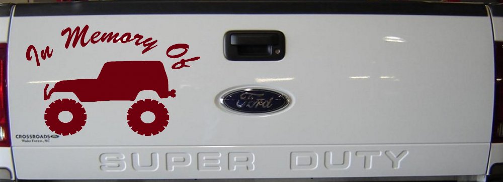 In Memory Of Jeep Off Road Car or Truck Window Decal Sticker (Burgundy)