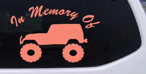 In Memory Of Jeep Off Road Car or Truck Window Decal Sticker (Coral)