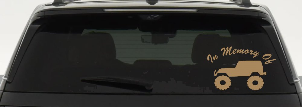 In Memory Of Jeep Off Road Car or Truck Window Decal Sticker