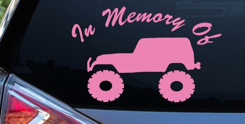 In Memory Of Jeep Off Road Car or Truck Window Decal Sticker (Pink)