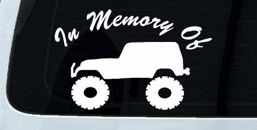 In Memory Of Jeep Off Road Car or Truck Window Decal Sticker (White)
