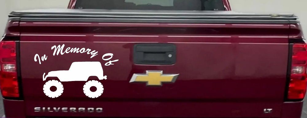 In Memory Of Jeep Off Road Car or Truck Window Decal Sticker (White)