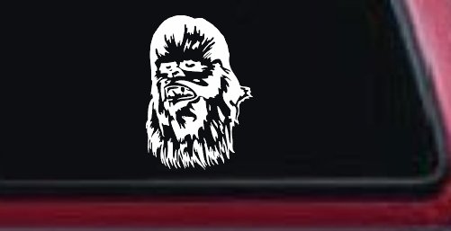Chewbacca Sci Fi Car or Truck Window Vinyl Decal Sticker (White)