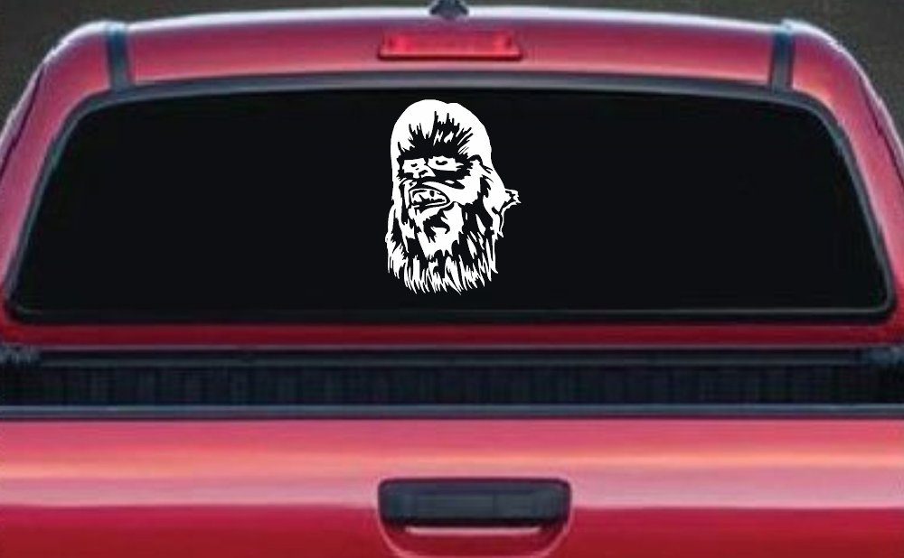 Chewbacca Sci Fi Car or Truck Window Decal Sticker (White)