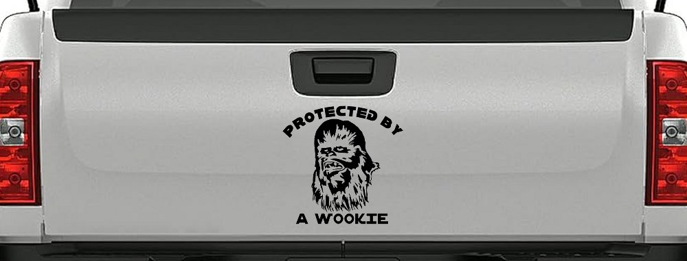 Protected By A Wookie Sci Fi Car or Truck Window Decal Sticker (Black)