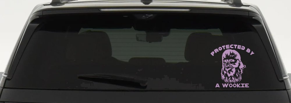 Protected By A Wookie Sci Fi Car or Truck Window Vinyl Decal Sticker (Lilac)