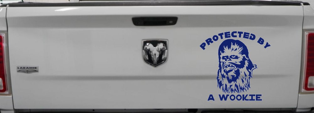 Protected By A Wookie Sci Fi Car or Truck Window Vinyl Decal Sticker (Navy)