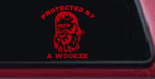 Protected By A Wookie Sci Fi Car or Truck Window Decal Sticker (Red)