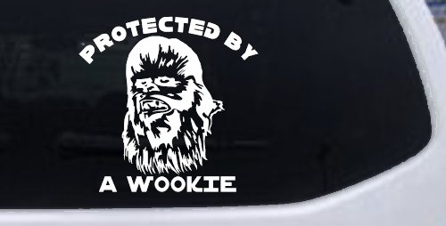Protected By A Wookie Sci Fi Car or Truck Window Vinyl Decal Sticker (White)