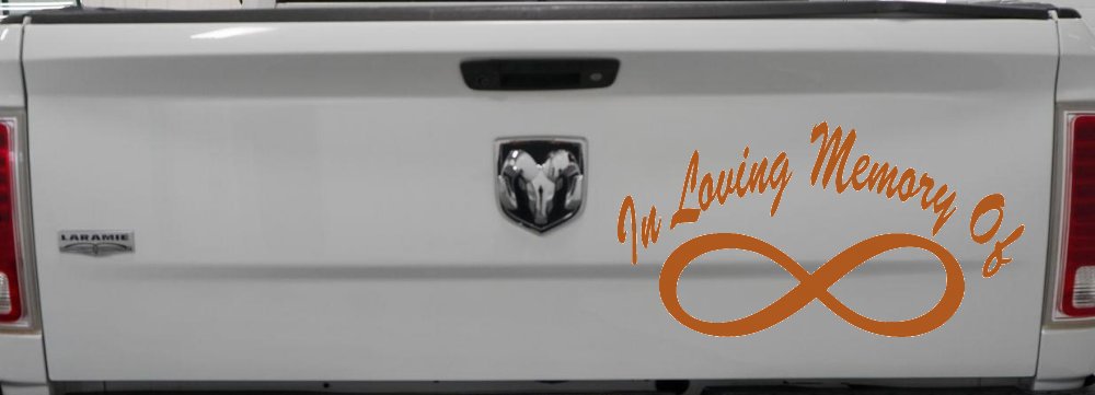 In Loving Memory Of Infinity Car or Truck Window Decal Sticker (Nut Brown)