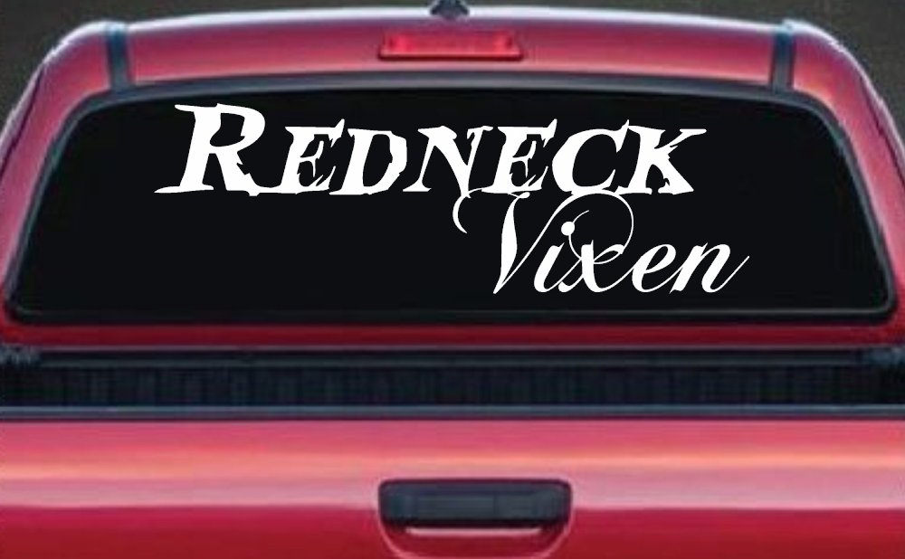 Redneck Vixen Girl Country Car or Truck Window Decal Sticker (White)