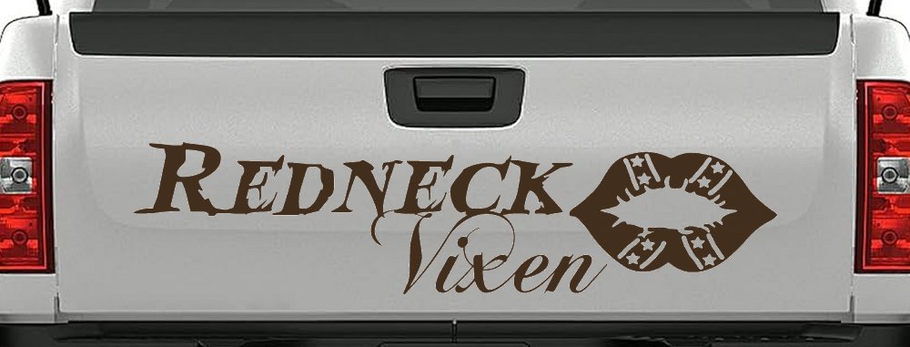 Redneck Vixen with Rebel Lips Country Car or Truck Window Decal Sticker (Brown)