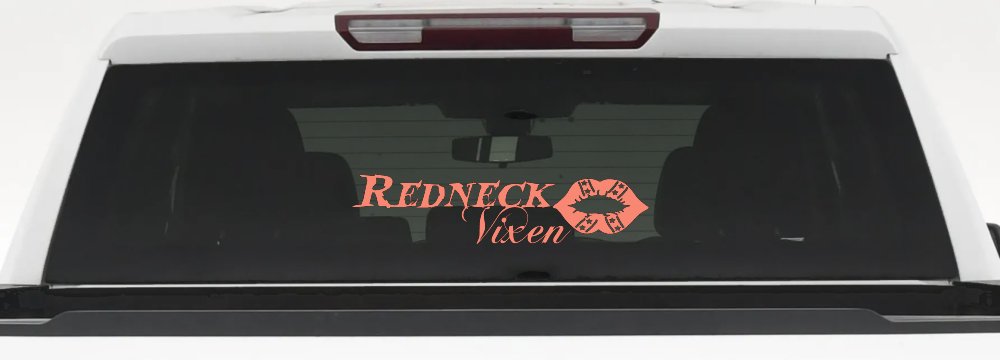 Redneck Vixen with Rebel Lips Country Car or Truck Window Vinyl Decal Sticker (Coral)