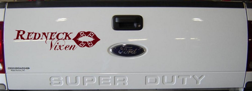 Redneck Vixen with Rebel Lips Country Car or Truck Window Decal Sticker (Purple Red)
