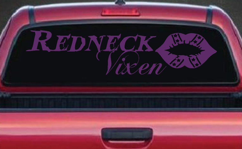 Redneck Vixen with Rebel Lips Country Car or Truck Window Decal Sticker (Violet)