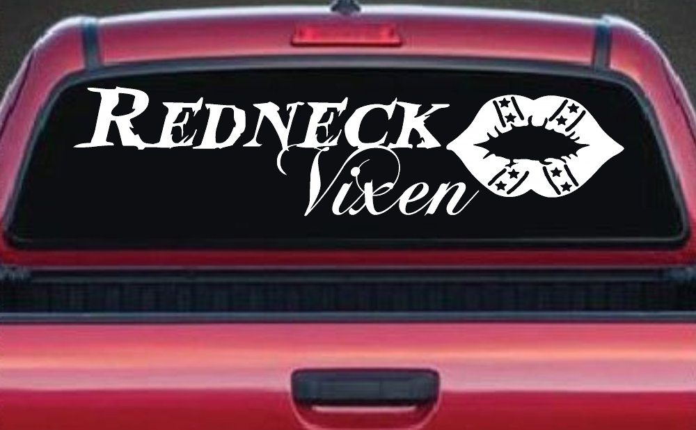 Redneck Vixen with Rebel Lips Country Car or Truck Window Decal Sticker