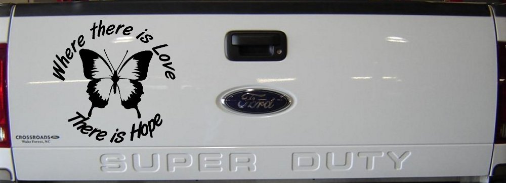 Where There Is Love There Is Hope Butterfly Car or Truck Window Vinyl Decal Sticker (Black)