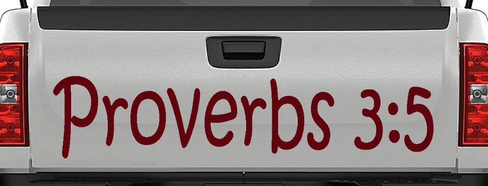 Proverbs 3 5 Christian Car or Truck Window Decal Sticker (Purple Red)