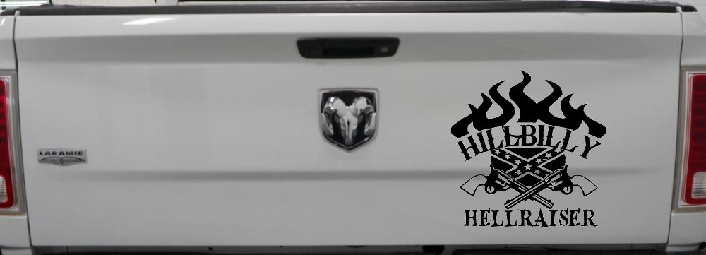 Hillbilly Hellraiser Country Car or Truck Window Decal Sticker (Black)