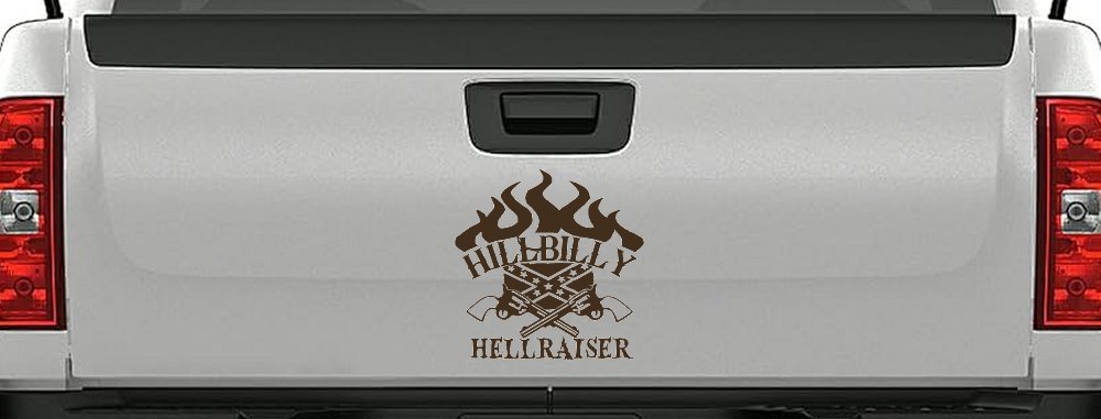 Hillbilly Hellraiser Country Car or Truck Window Decal Sticker (Brown)