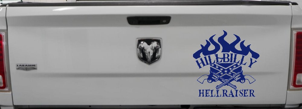 Hillbilly Hellraiser Country Car or Truck Window Vinyl Decal Sticker (Navy)